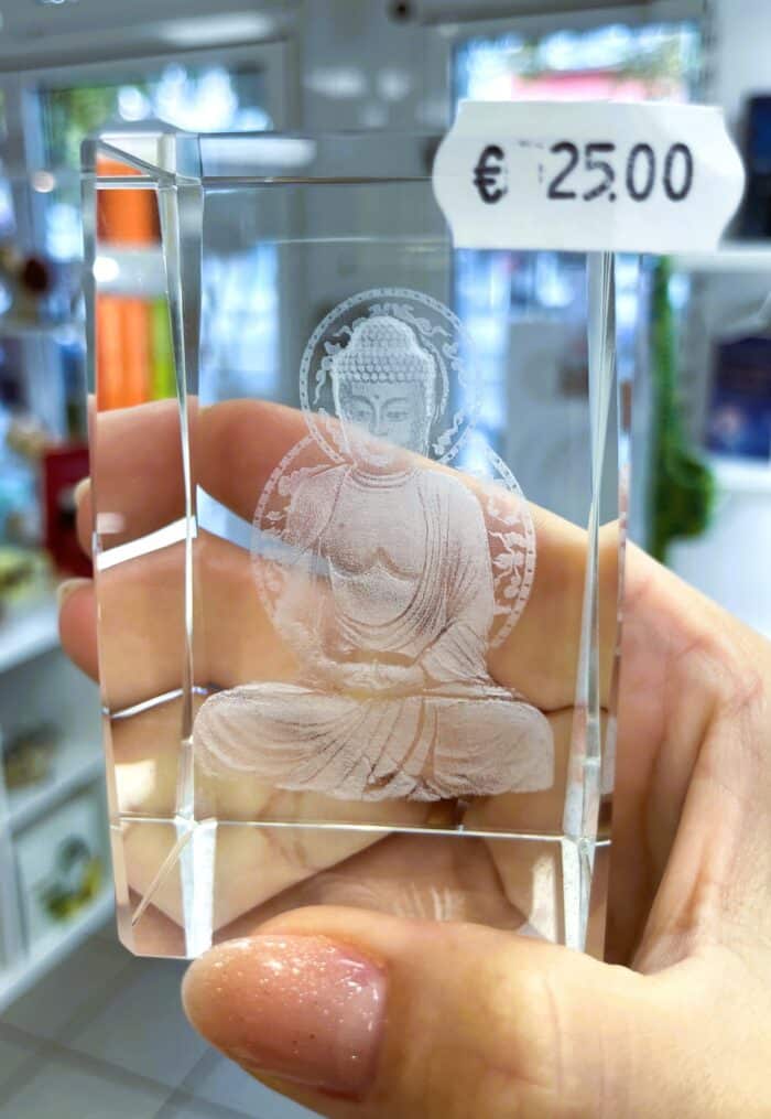 Kristallglas Buddha, 3D-Optik 7 SanjaNatur® - Edelsteine & Coaching