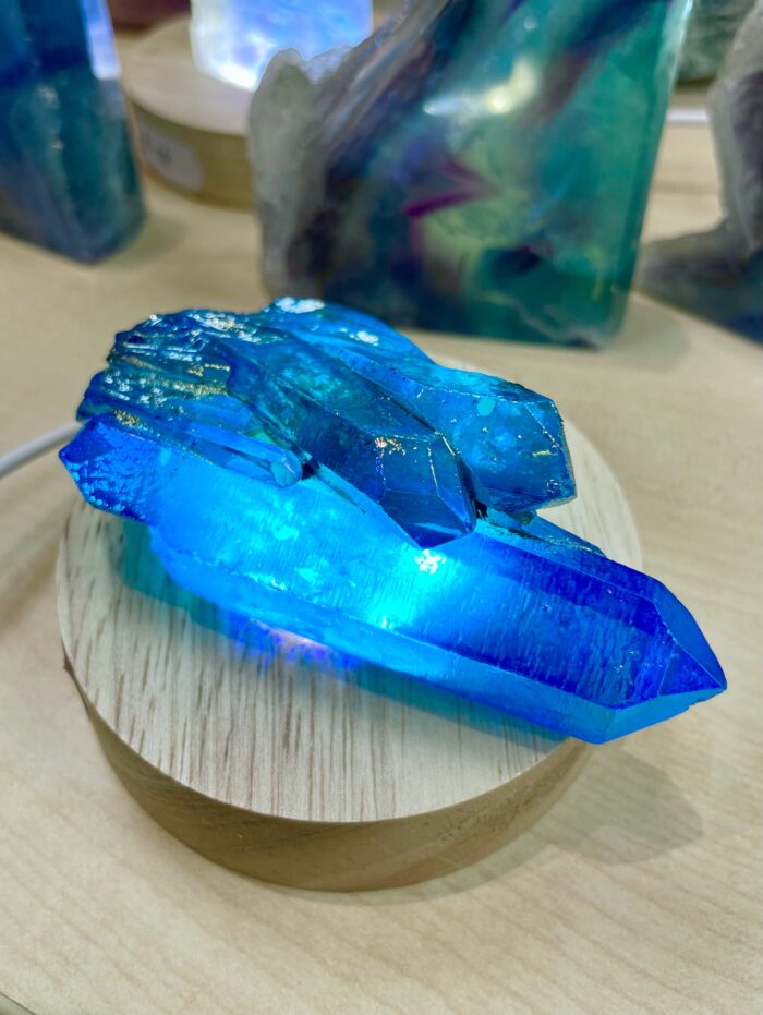 Bergkristall Aqua Aura Spitzen Stufen - Blue Moon 6 SanjaNatur® - Edelsteine & Coaching