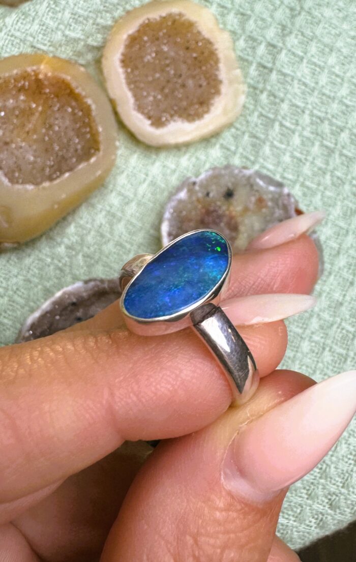 Blauer Opal Ring, Gr. 61-64 - Selbstbewusstsein 6 Seelenbewusst