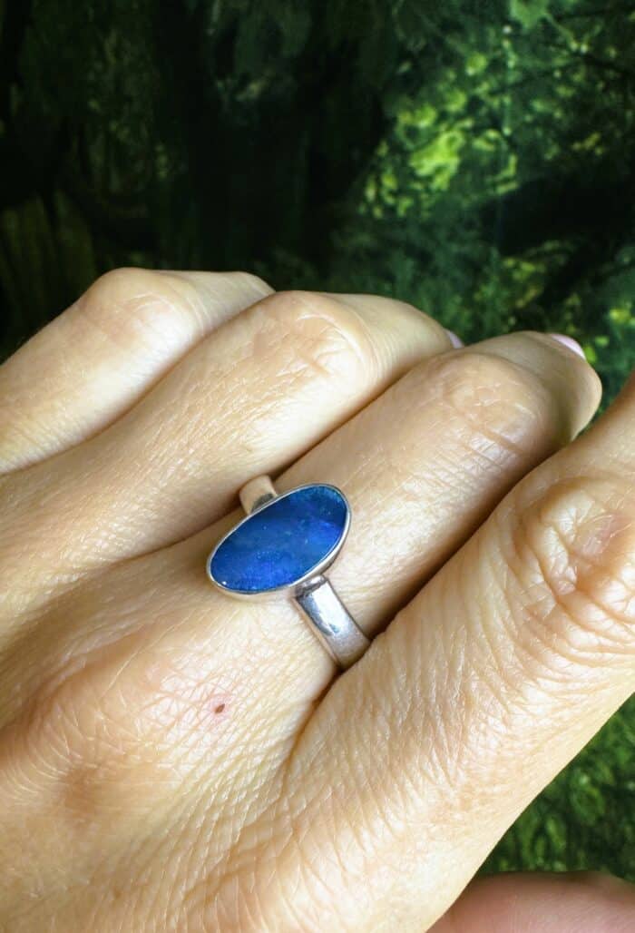 Blauer Opal Ring, Gr. 61-64 - Selbstbewusstsein 5 Seelenbewusst