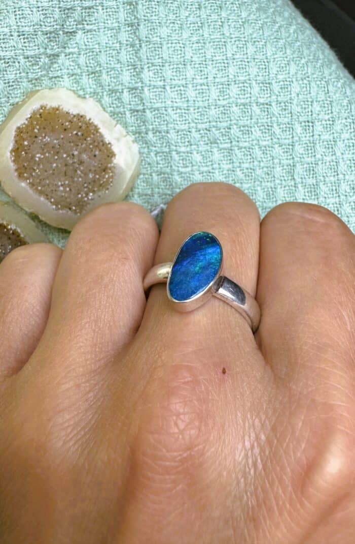 Blauer Opal Ring, Gr. 61-64 - Selbstbewusstsein 2 Seelenbewusst