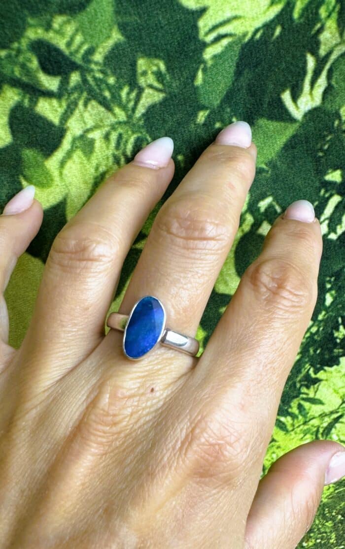 Blauer Opal Ring, Gr. 61-64 - Selbstbewusstsein 3 Seelenbewusst