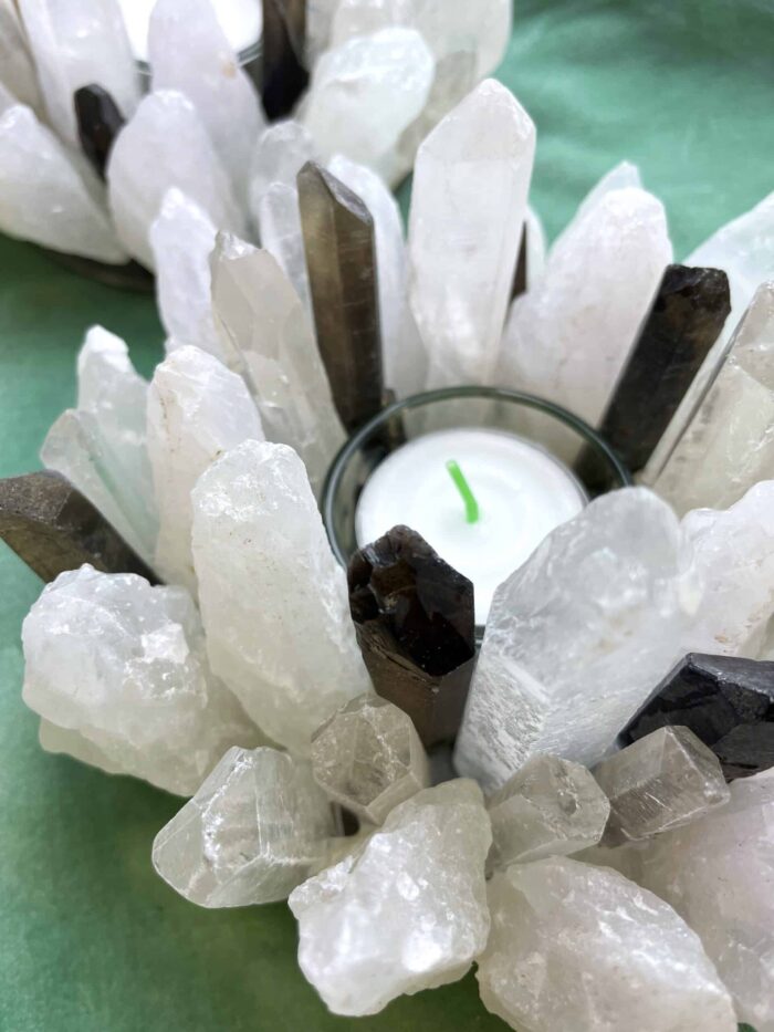 Teelicht Bergkristall und Rauchquarz - leuchtende Kristalle 2 SanjaNatur® - Edelsteine & Coaching