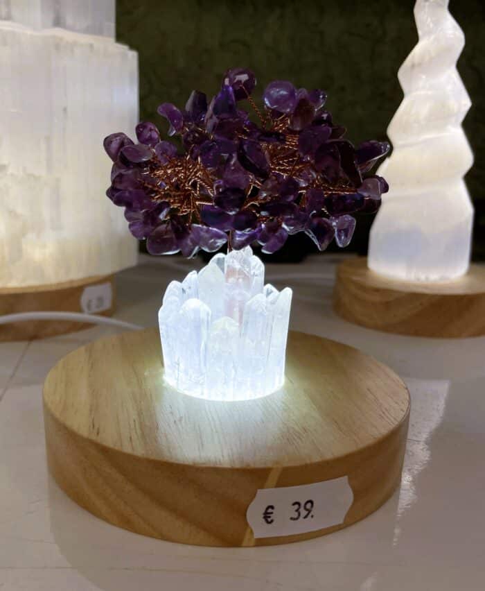 Edelsteinlampe LED Rosenquarz oder Amethyst Bäumchen mit Kristallen 4 SanjaNatur® - Edelsteine & Coaching